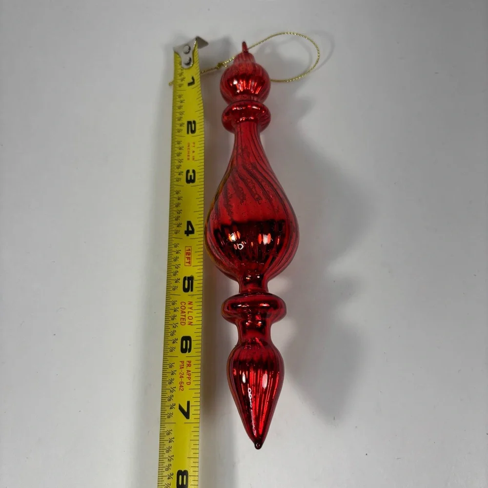 robert stanley christmas Teardrop Swirled Detailing Red‎ Glass ornament set Of 3
